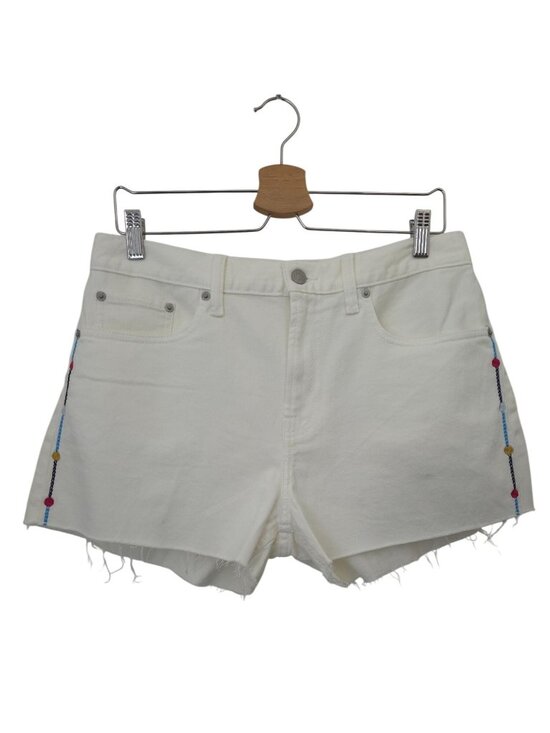 Lucky Brand Pants - Lucky Brand White Embroidered Denim Relaxed Shorts Frayed Hem Women's Sz 8/29